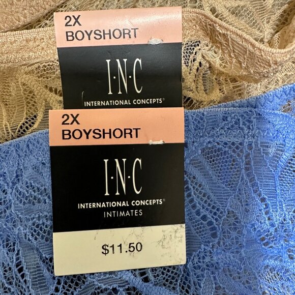 INC Intl Concepts Plus Size 2X Lace Boyshort Panties (2) Pair Frappe Blue ~ NWT - Picture 6 of 6